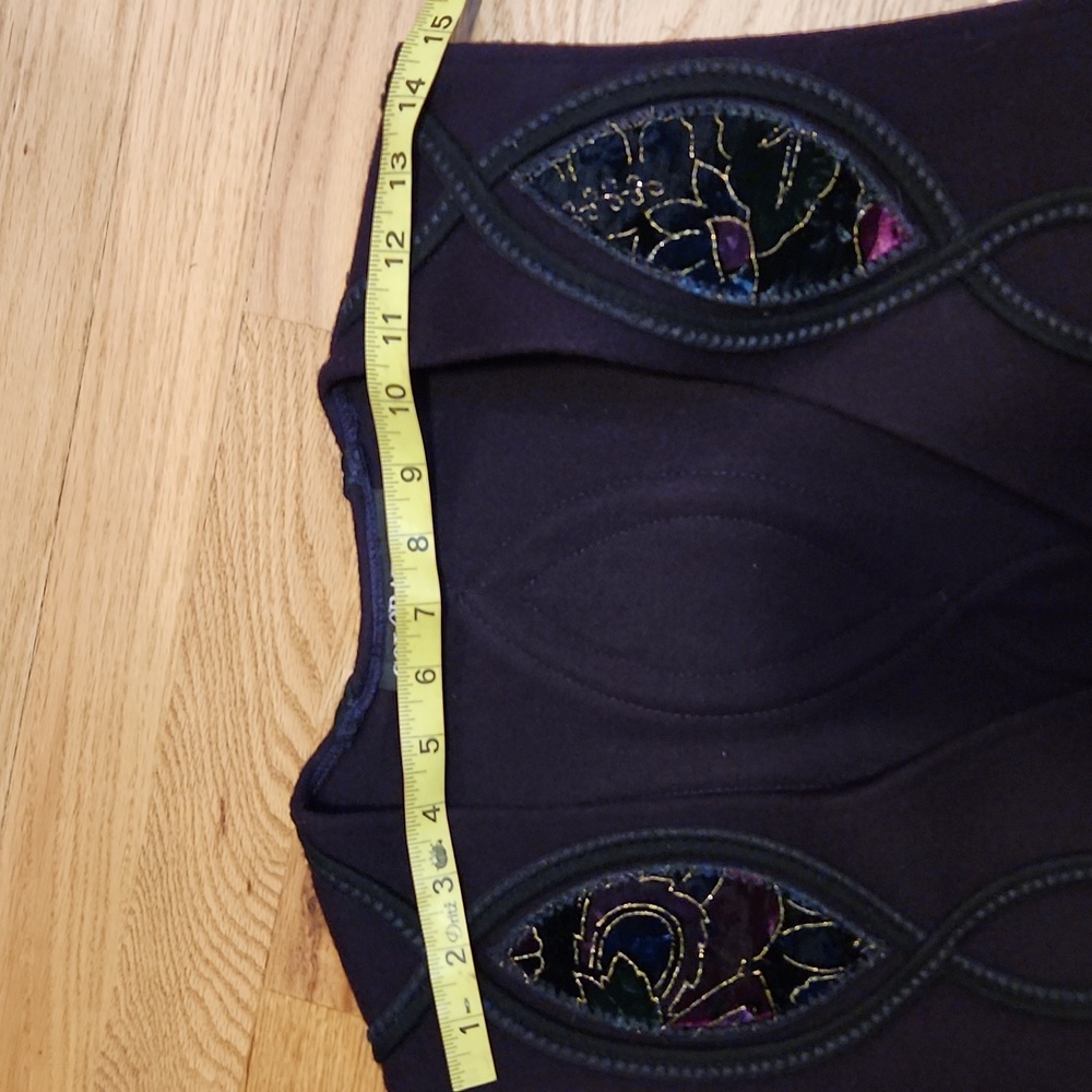 Coloratura Vintage Purple Black Wool Vest Size Small Velvet Embroidery - Picture 12 of 16